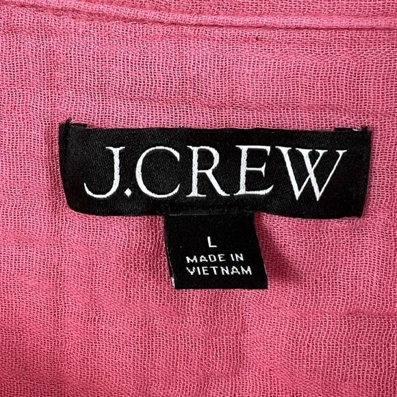 J. Crew Pink Soft Gauze Tunic Shirt Dress Size L Short Sleeves Summer - Picture 7 of 11